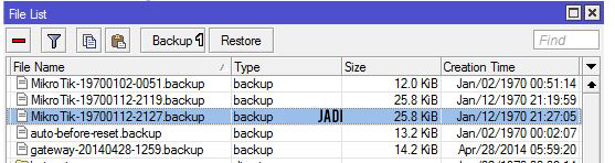 Backup Konfigurasi pada Mikrotik mengunakan gui selesai